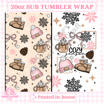 Pink Cozy Season - Full 20oz Tumbler Sublimation Print image 1