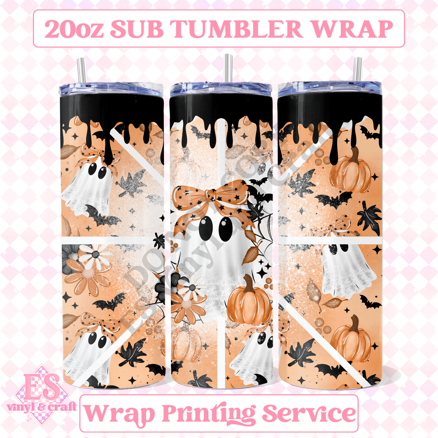 Ghostie Bow - Full 20oz Tumbler Sublimation Print image 0