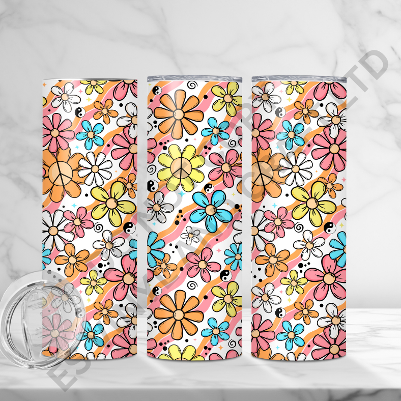 Colourful Retro - Full 20oz Tumbler Sublimation Ready To Print image 0