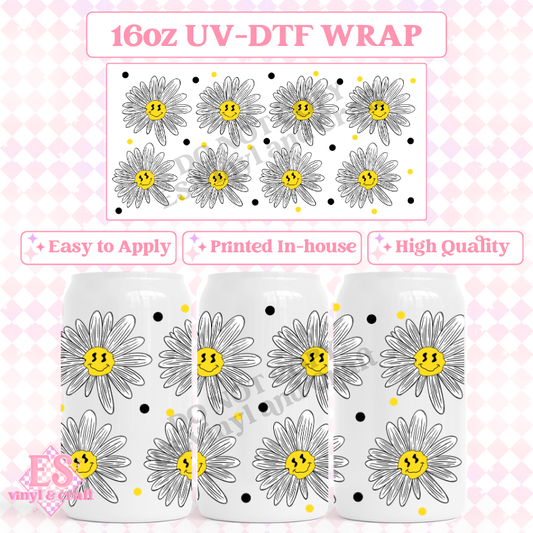 Daisies - 16oz Beer Can / Libbey UV-DTF Transfers image 0