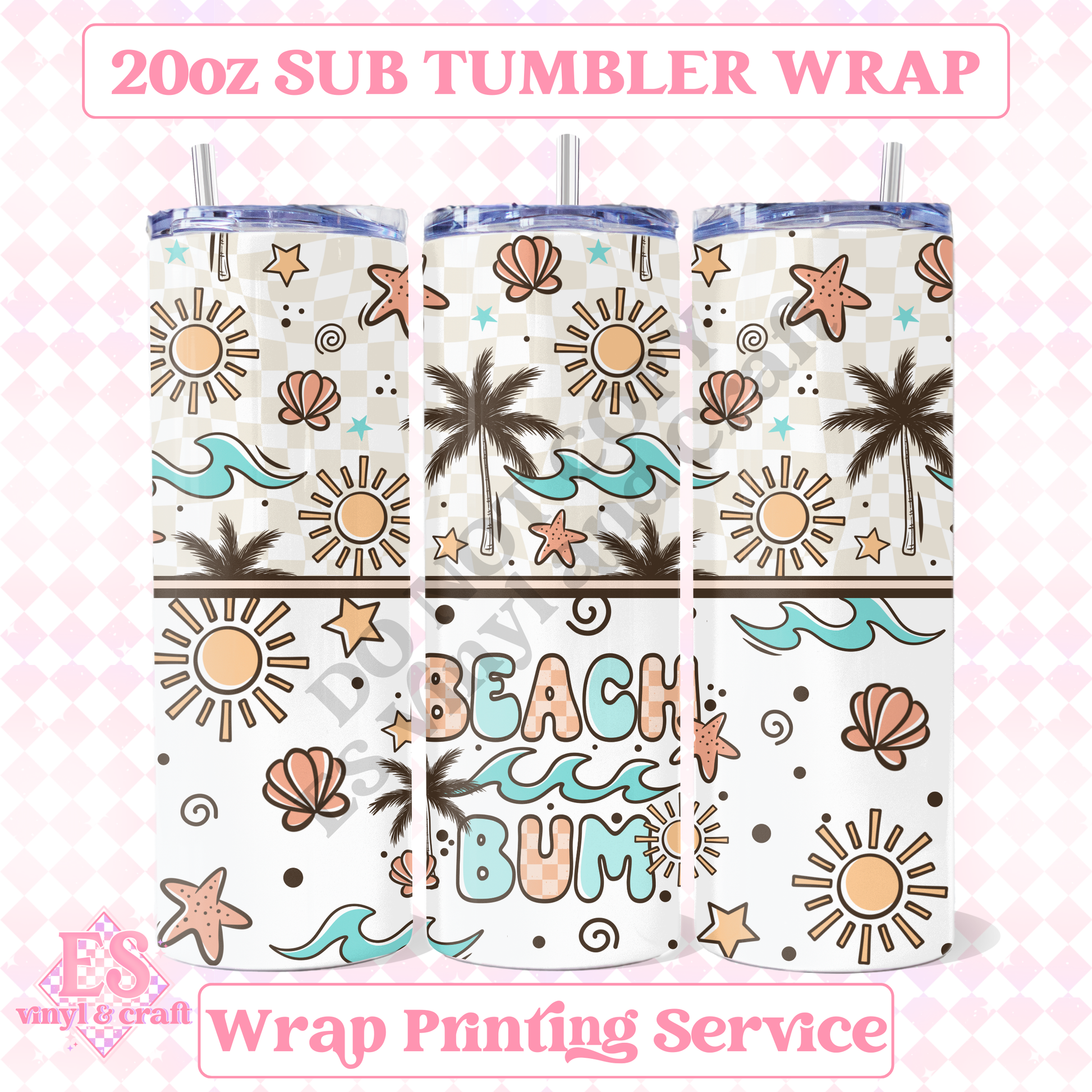 Beach Bum - Full 20oz Tumbler Sublimation Print image 0