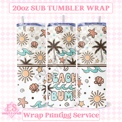 Beach Bum - Full 20oz Tumbler Sublimation Print image 0