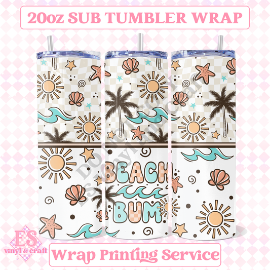 Beach Bum - Full 20oz Tumbler Sublimation Print image 0