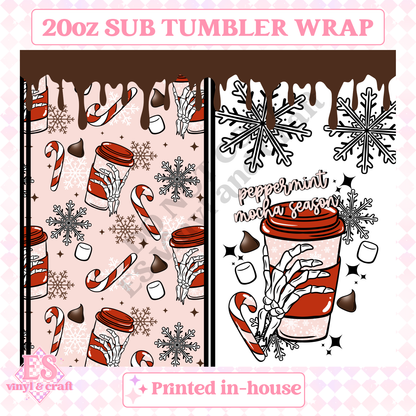 Peppermint Mocha Season - Full 20oz Tumbler Sublimation Print image 1