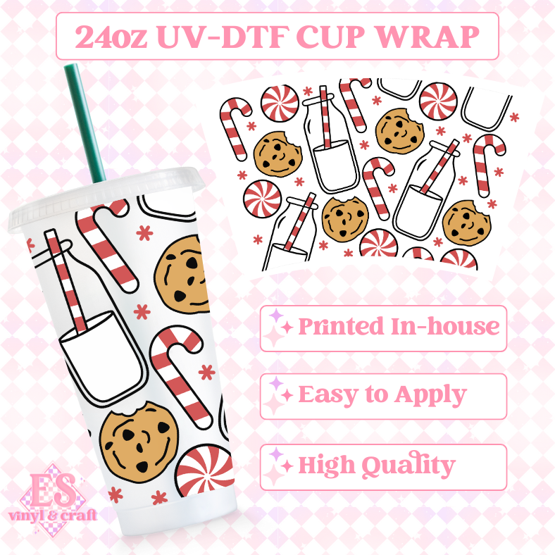 Milk and Cookies Red - UVDTF 24oz Cold Cup Wrap image 0