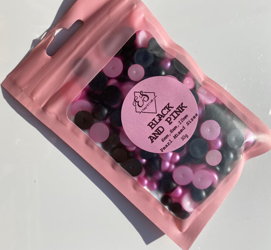 Black & Pink  - Pearl Mix 6mm, 8mm & 10mm image 0
