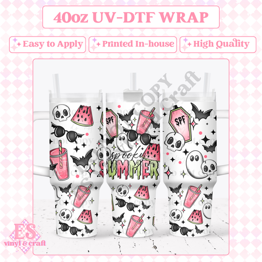 Spooky Summer - 40oz Tumbler Wraps - UV-DTF (2 Wraps - Top and Bo image 0