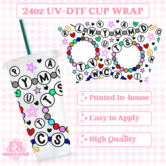 T.S Inspired Friendship Bracelets - UVDTF 24oz Cold Cup Wrap image 0
