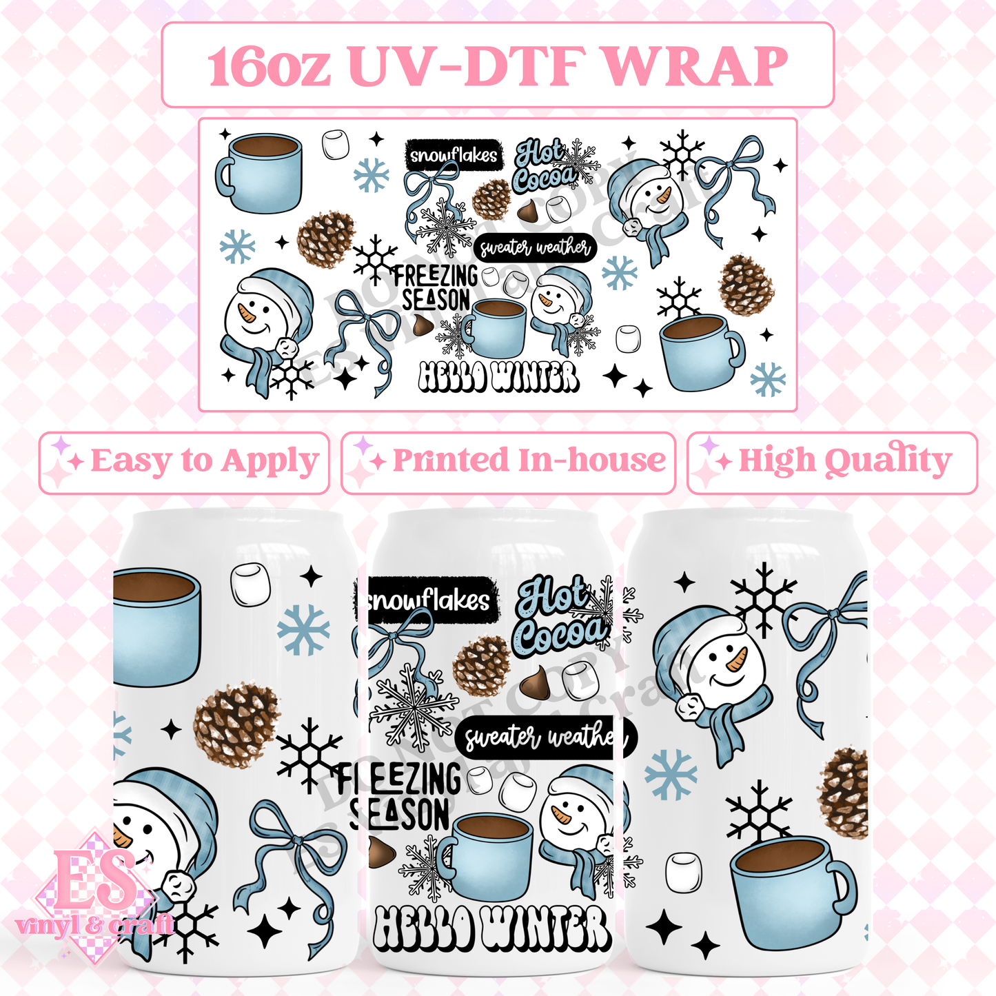 Winter Collage - 16oz Beer Can / Libbey UV-DTF image 0