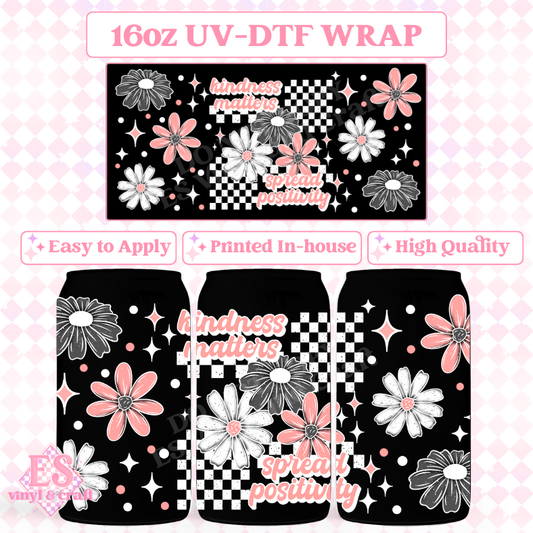 Kindness Matters (White Elements) - 16oz Beer Can / Libbey UV-DTF Transfer image 0