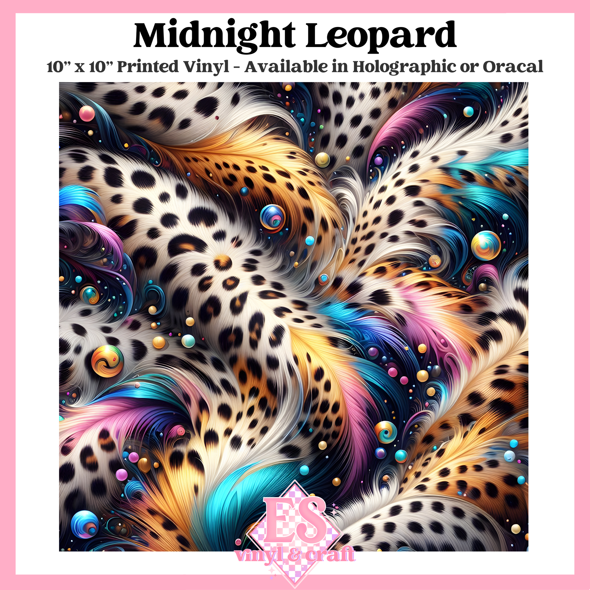 Midnight Leopard - 10" x 10" Self Adhesive Vinyl (Oracal or Holo) image 0