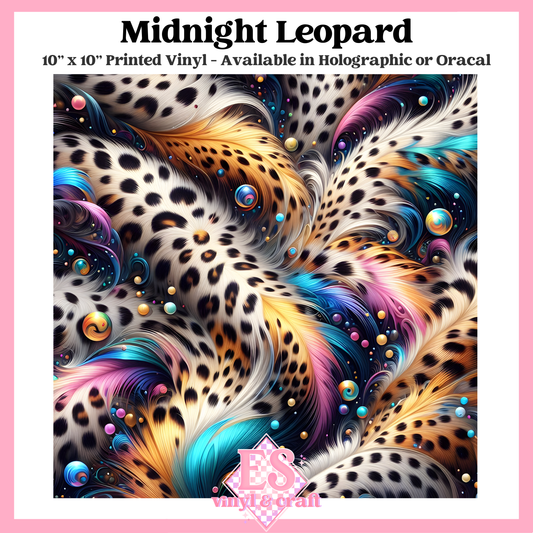 Midnight Leopard - 10" x 10" Self Adhesive Vinyl (Oracal or Holo) image 0