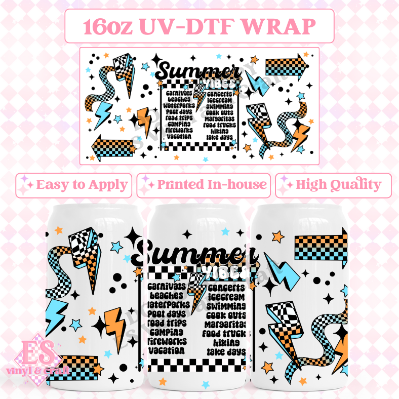 Summer Vibes - 16oz Beer Can / Libbey UV-DTF image 0
