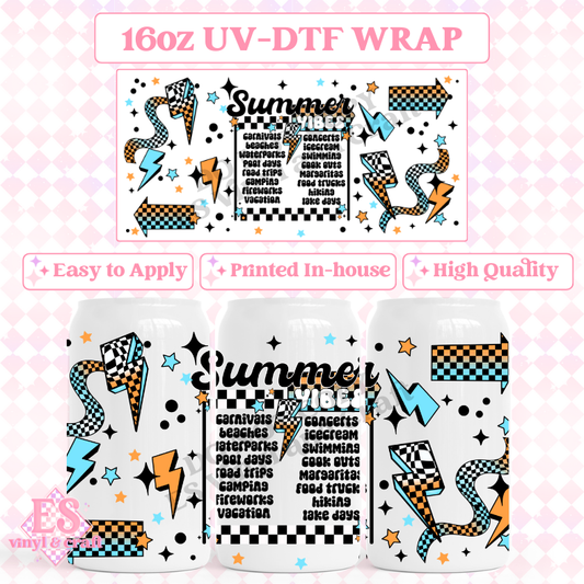 Summer Vibes - 16oz Beer Can / Libbey UV-DTF image 0