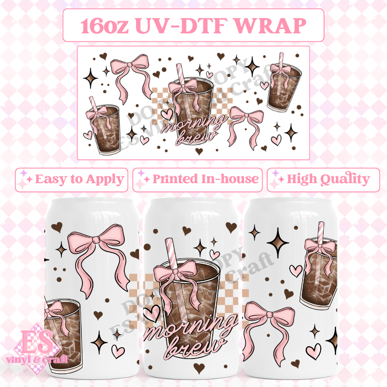 Morning Brew - 16oz Beer Can / Libbey UV-DTF Transfer image 0