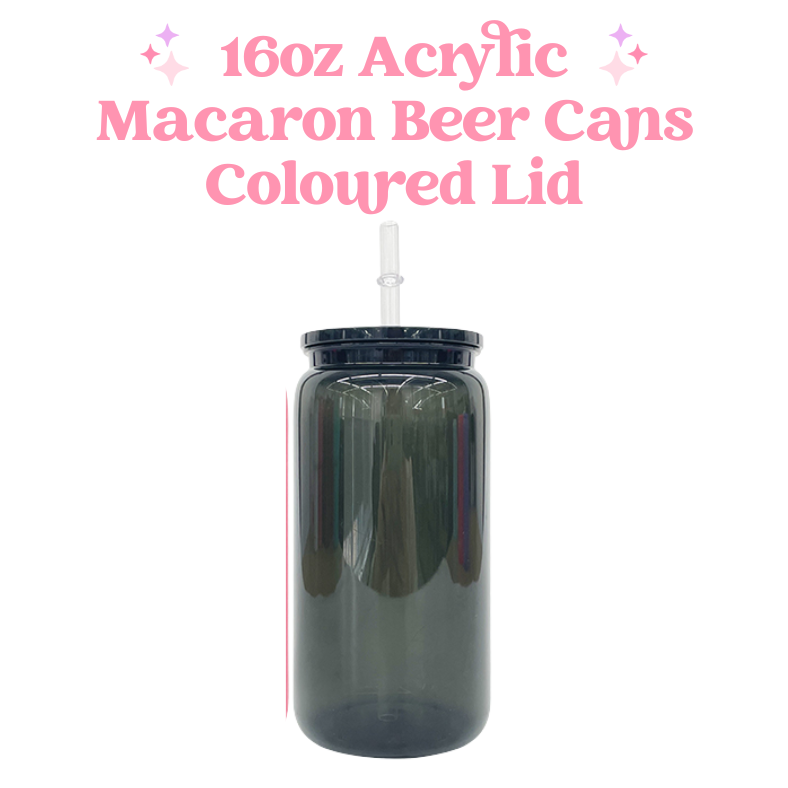 16oz Macaron Acrylic Coloured Beer Can with Plastic Lid and Straw image 5