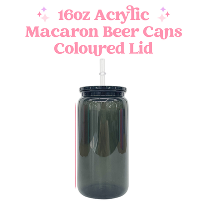 16oz Macaron Acrylic Coloured Beer Can with Plastic Lid and Straw image 5