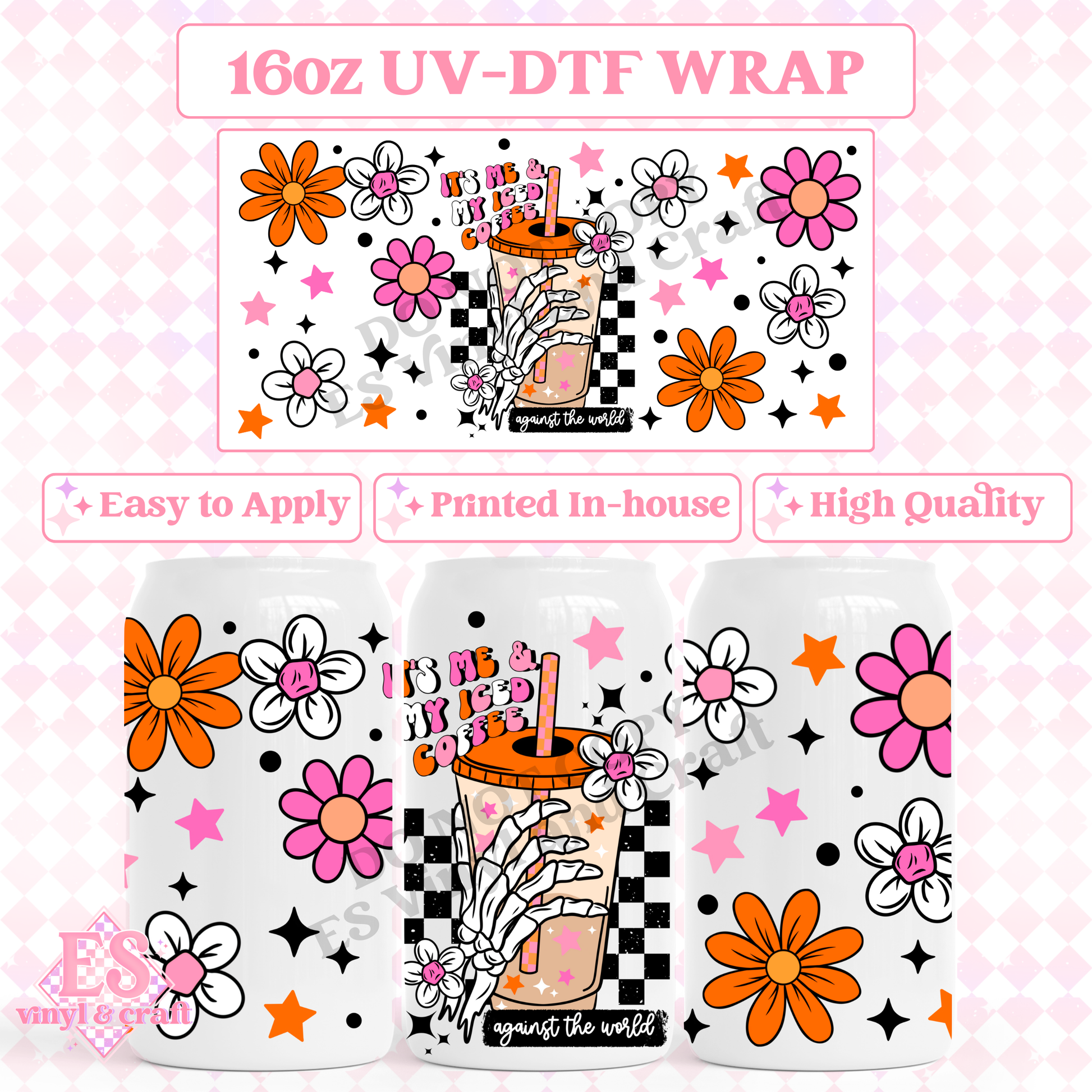 Me and My Iced Coffee Spooky - 16oz Beer Can / Libbey UV-DTF Transfer image 0