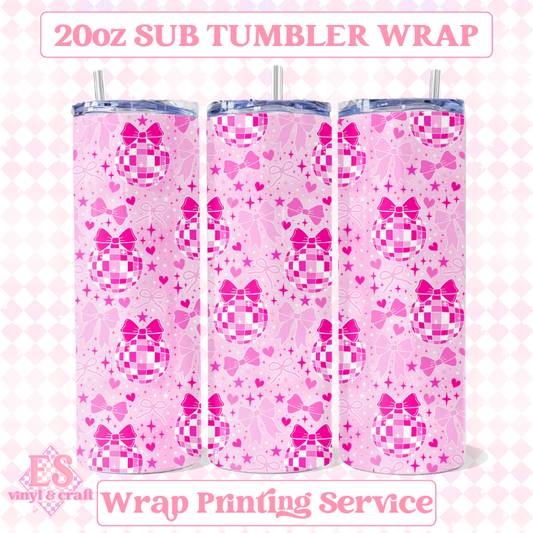 Disco Bow Seamless - Full 20oz Tumbler Sublimation Ready To Print image 0
