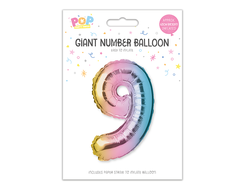 Multicoloured Foil Number Balloon 65cm image 9