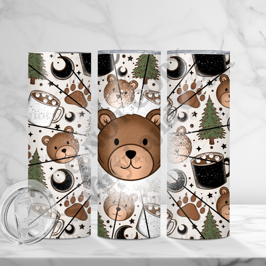Bear Camping - Full 20oz Tumbler Sublimation Ready image 0