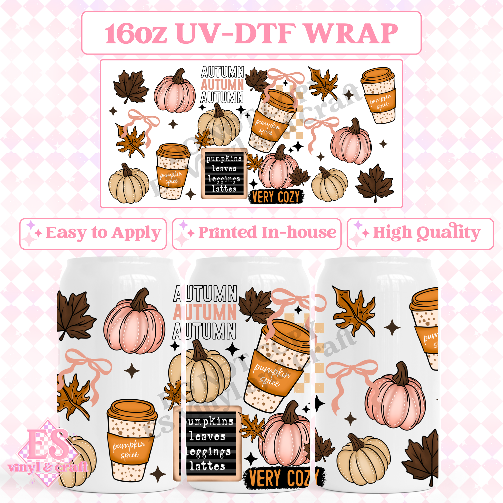 Autumn Collage - 16oz Beer Can / Libbey UV-DTF Transfer image 0