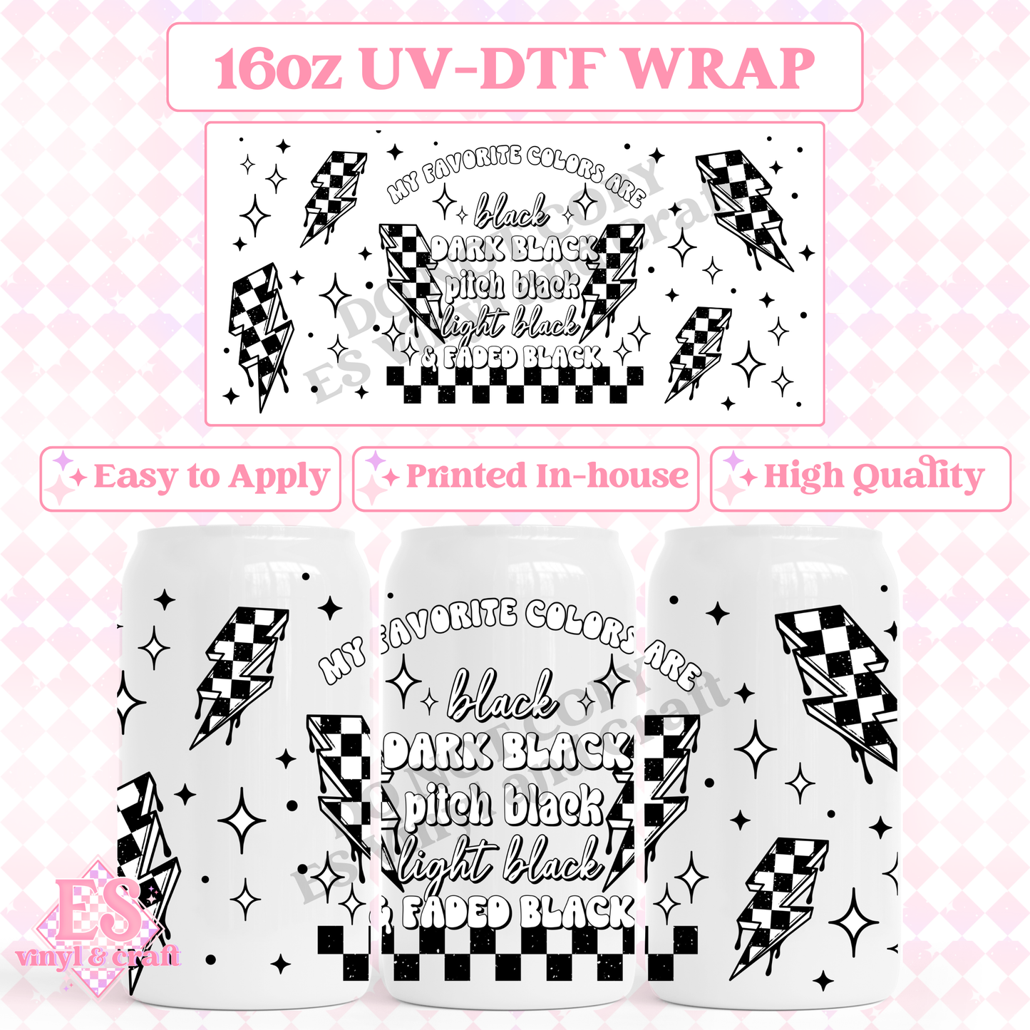 Favourite Colours Are (Black Elements) - 16oz Beer Can / Libbey UV-DTF Transfer image 0