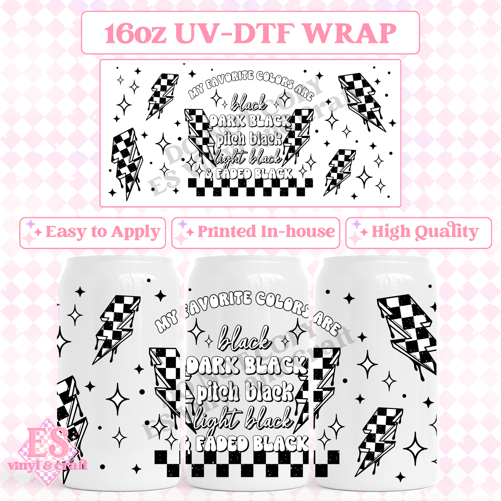 Favourite Colours Are (Black Elements) - 16oz Beer Can / Libbey UV-DTF Transfer image 0