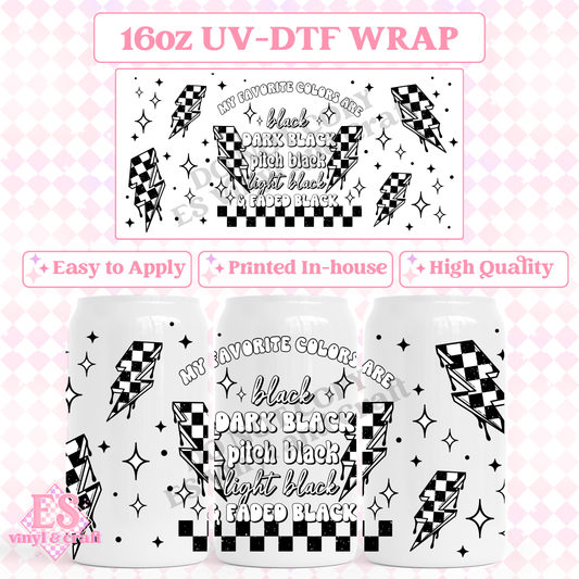 Favourite Colours Are (Black Elements) - 16oz Beer Can / Libbey UV-DTF Transfer image 0