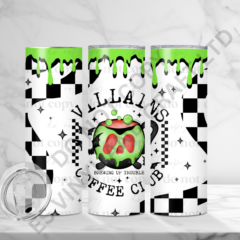 Villains Coffee Club - Full 20oz Tumbler Sublimation Ready To Print image 0