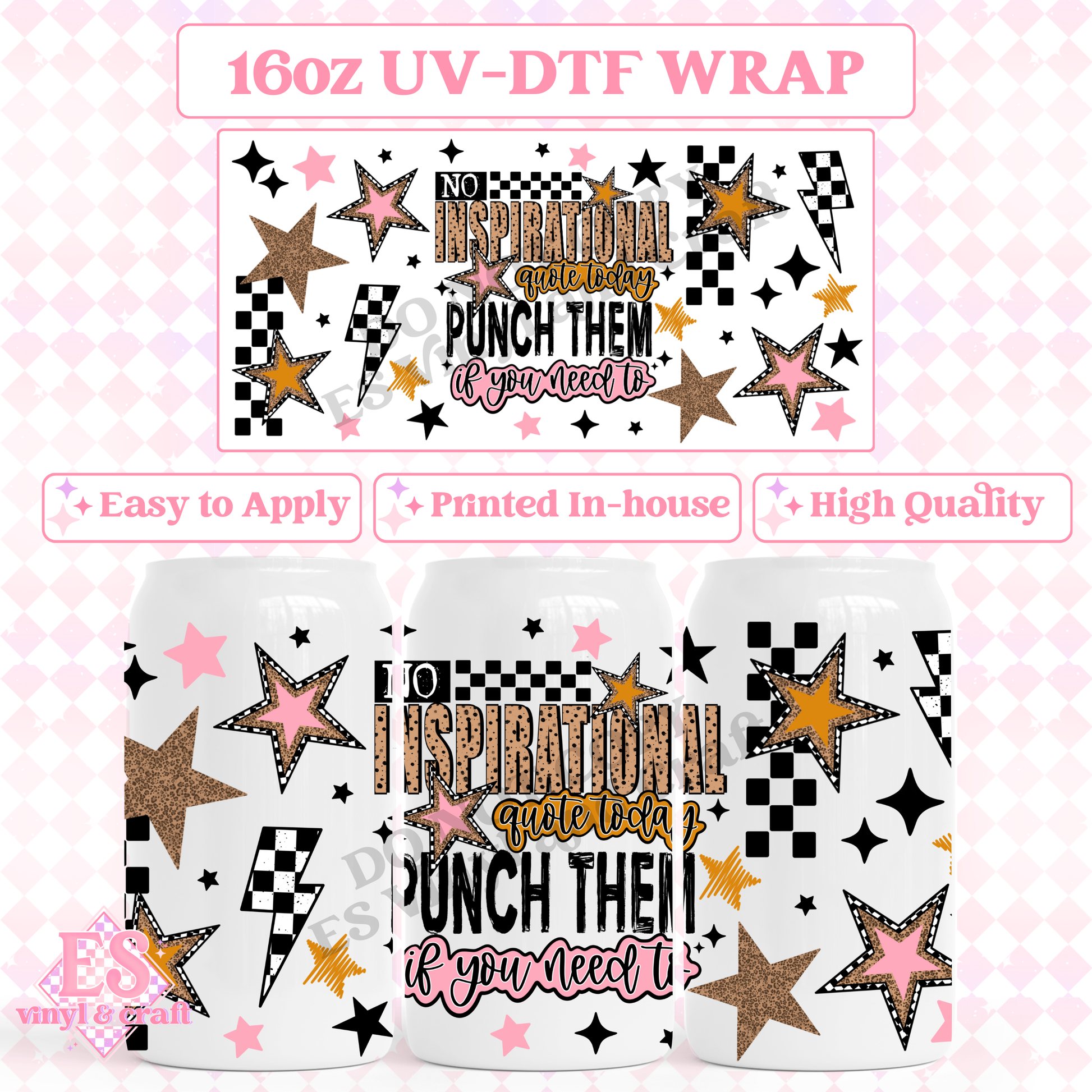 Punch Them - 16oz Beer Can / Libbey UV-DTF image 0