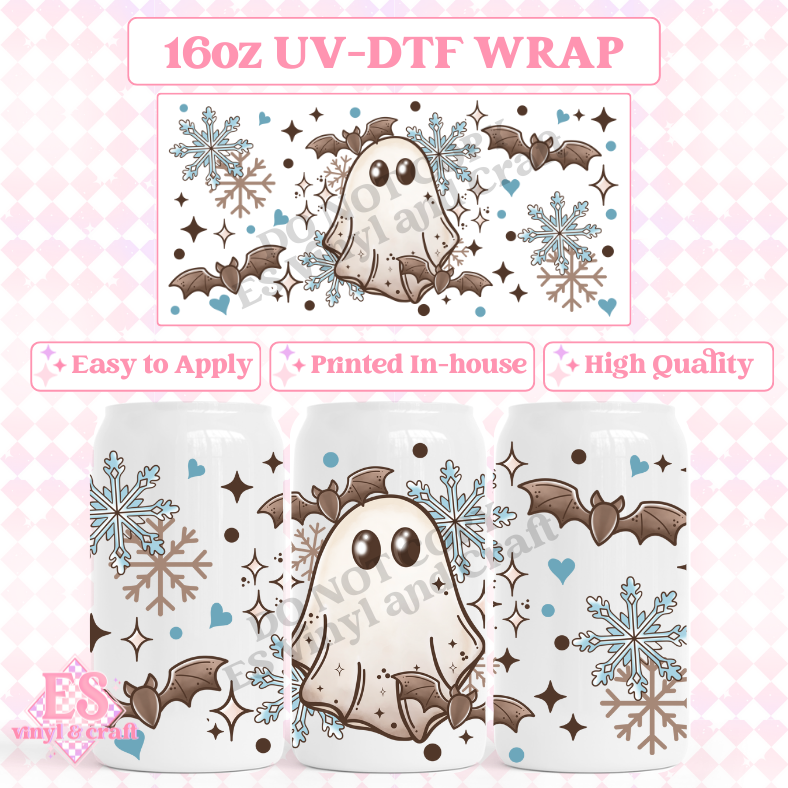 Winter Ghostie - 16oz Beer Can / Libbey UV-DTF Transfer image 0