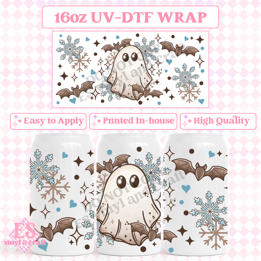Winter Ghostie - 16oz Beer Can / Libbey UV-DTF Transfer image 0