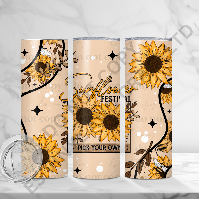 Sunflower Festival - Full 20oz Tumbler Sublimation Ready Print image 0