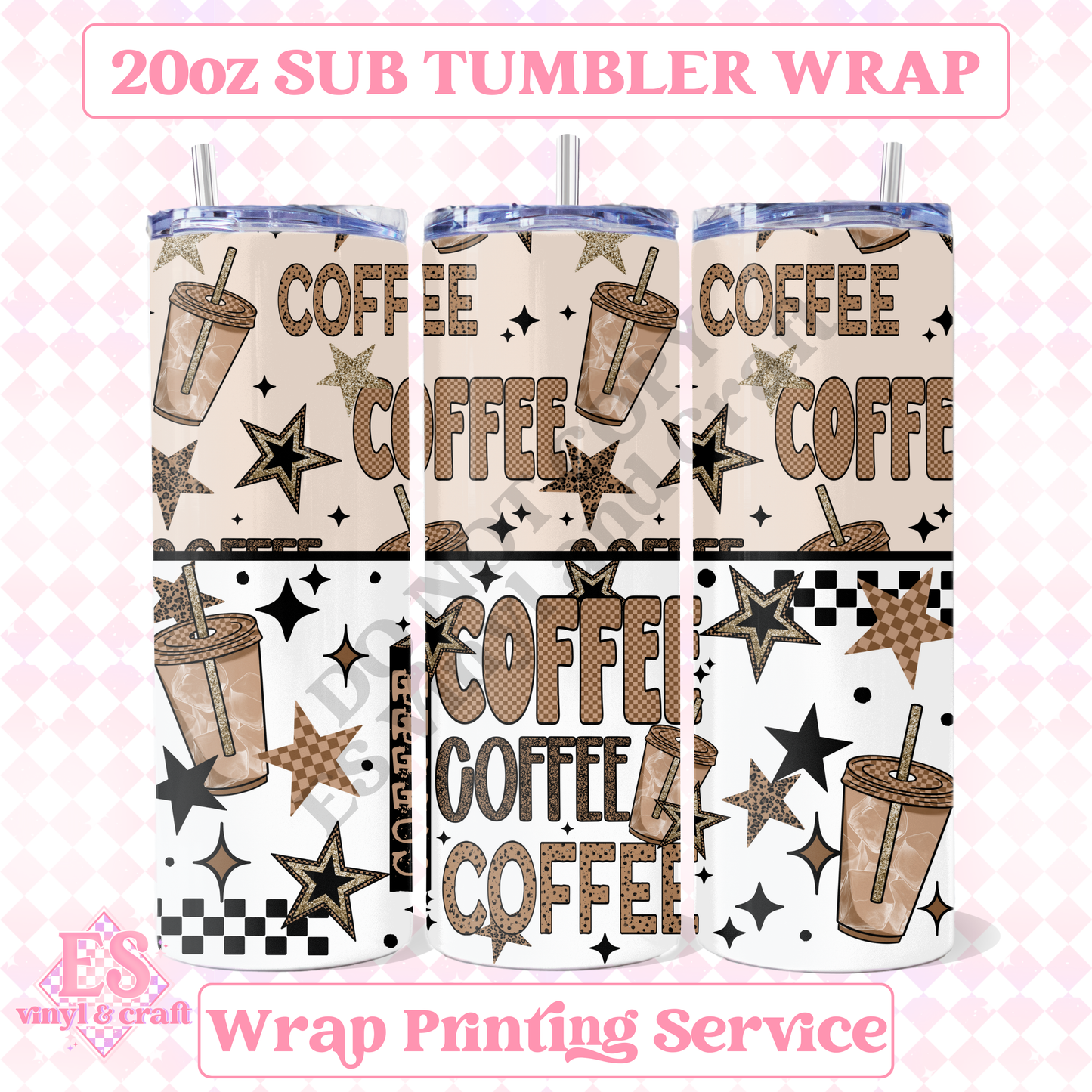 Coffee Iced - Full 20oz Tumbler Sublimation Print image 0