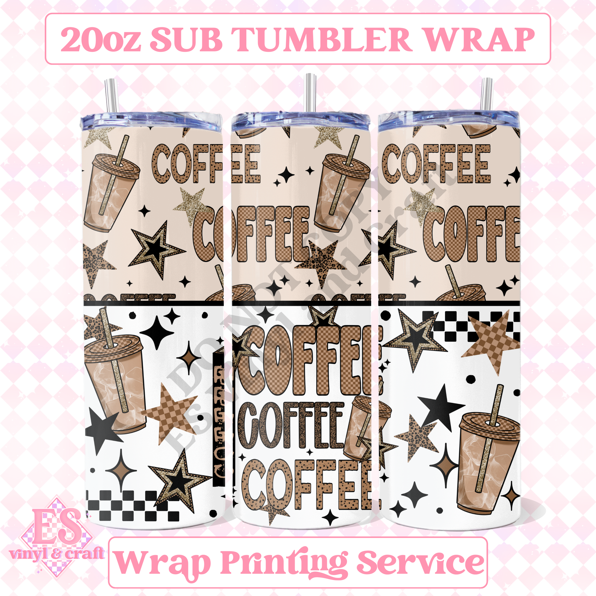 Coffee Iced - Full 20oz Tumbler Sublimation Print image 0