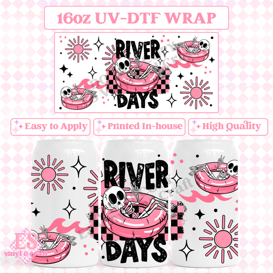 River Days Pink - 16oz Beer Can / Libbey UV-DTF Transfer image 0