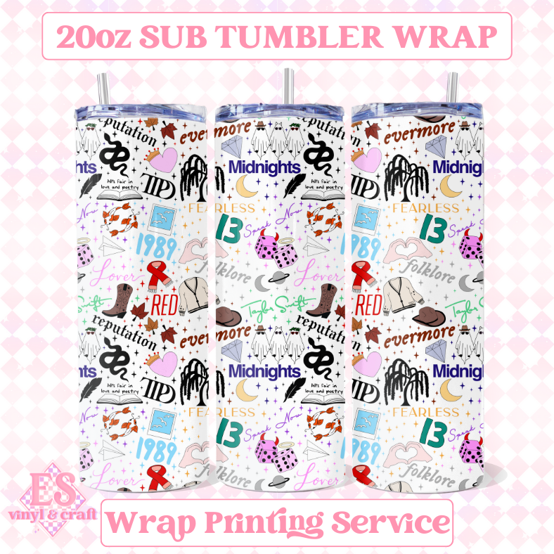 Eras Inspired - Full 20oz Tumbler Sublimation Ready Print image 0