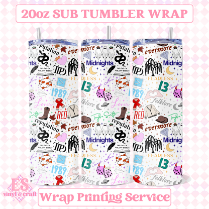 Eras Inspired - Full 20oz Tumbler Sublimation Ready Print image 0