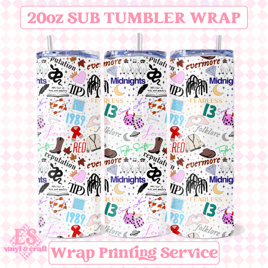 Eras Inspired - Full 20oz Tumbler Sublimation Ready Print image 0