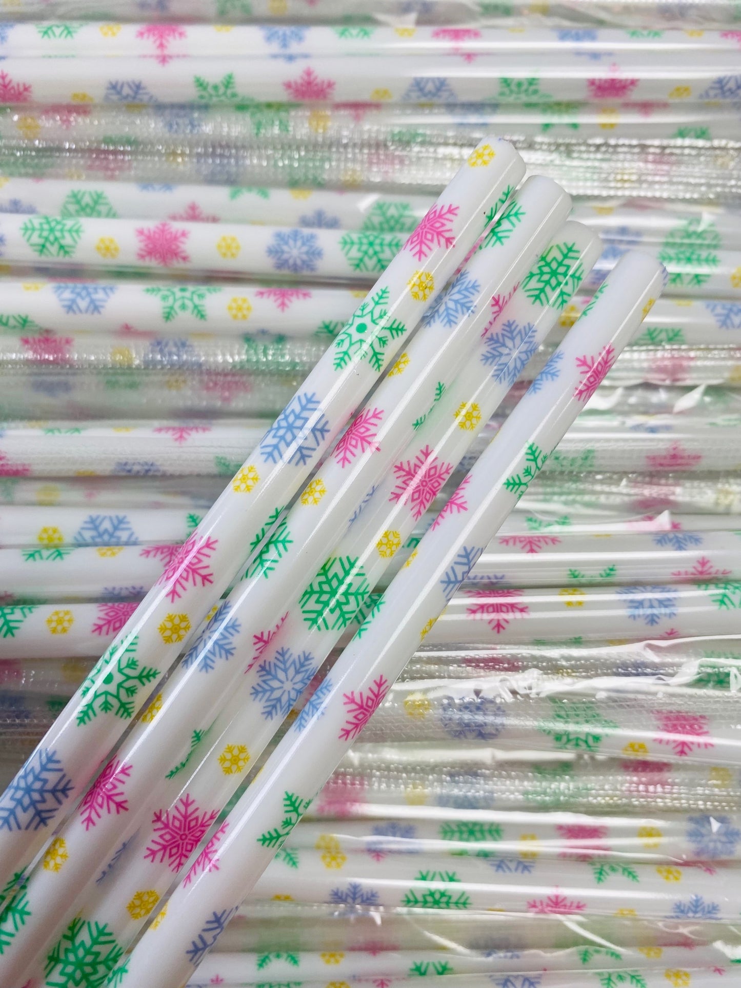 Christmas Snowflakes White Straw image 0