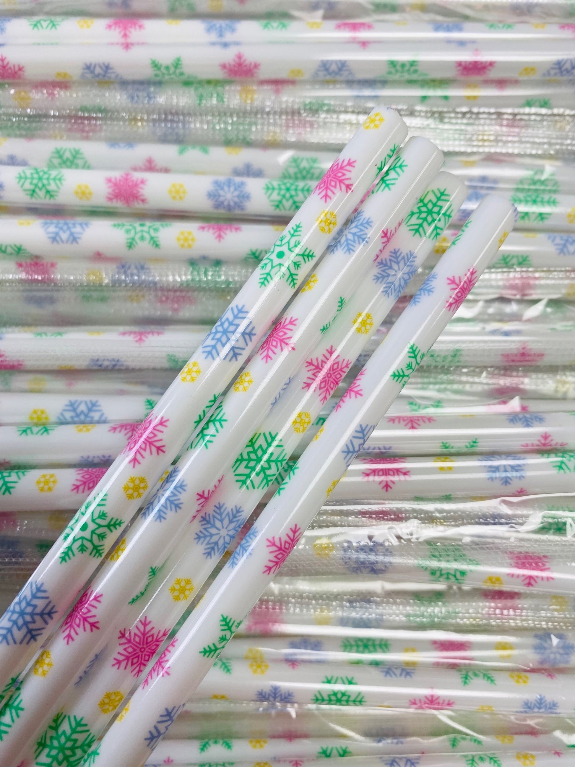 Christmas Snowflakes White Straw image 0