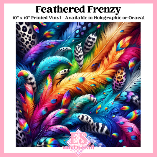 Feathered Frenzy - 10" x 10" Self Adhesive Vinyl (Oracal or Holo) image 0