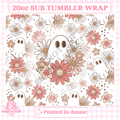 Spring Ghostie - Full 20oz Tumbler Sublimation Print image 1