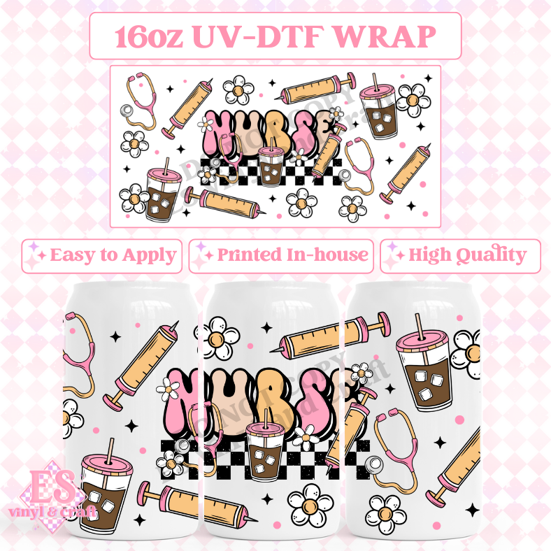 Nurse - 16oz Beer Can / Libbey UV-DTF Transfer image 0