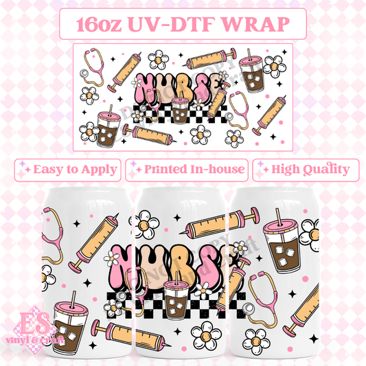 Nurse - 16oz Beer Can / Libbey UV-DTF Transfer image 0