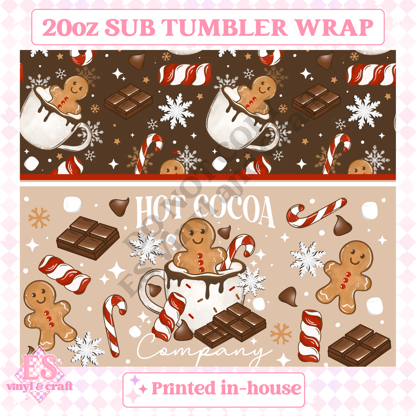 Hot Cocoa - Full 20oz Tumbler Sublimation Print image 1