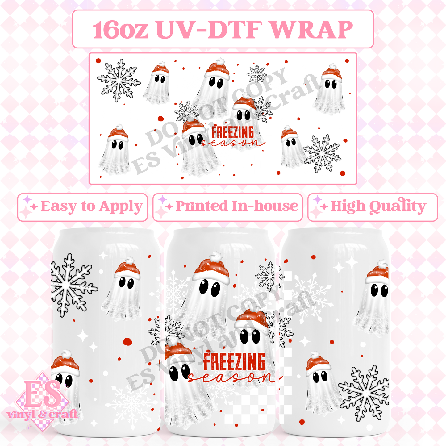 Freezing Ghosts - 16oz Beer Can / Libbey UV-DTF image 0