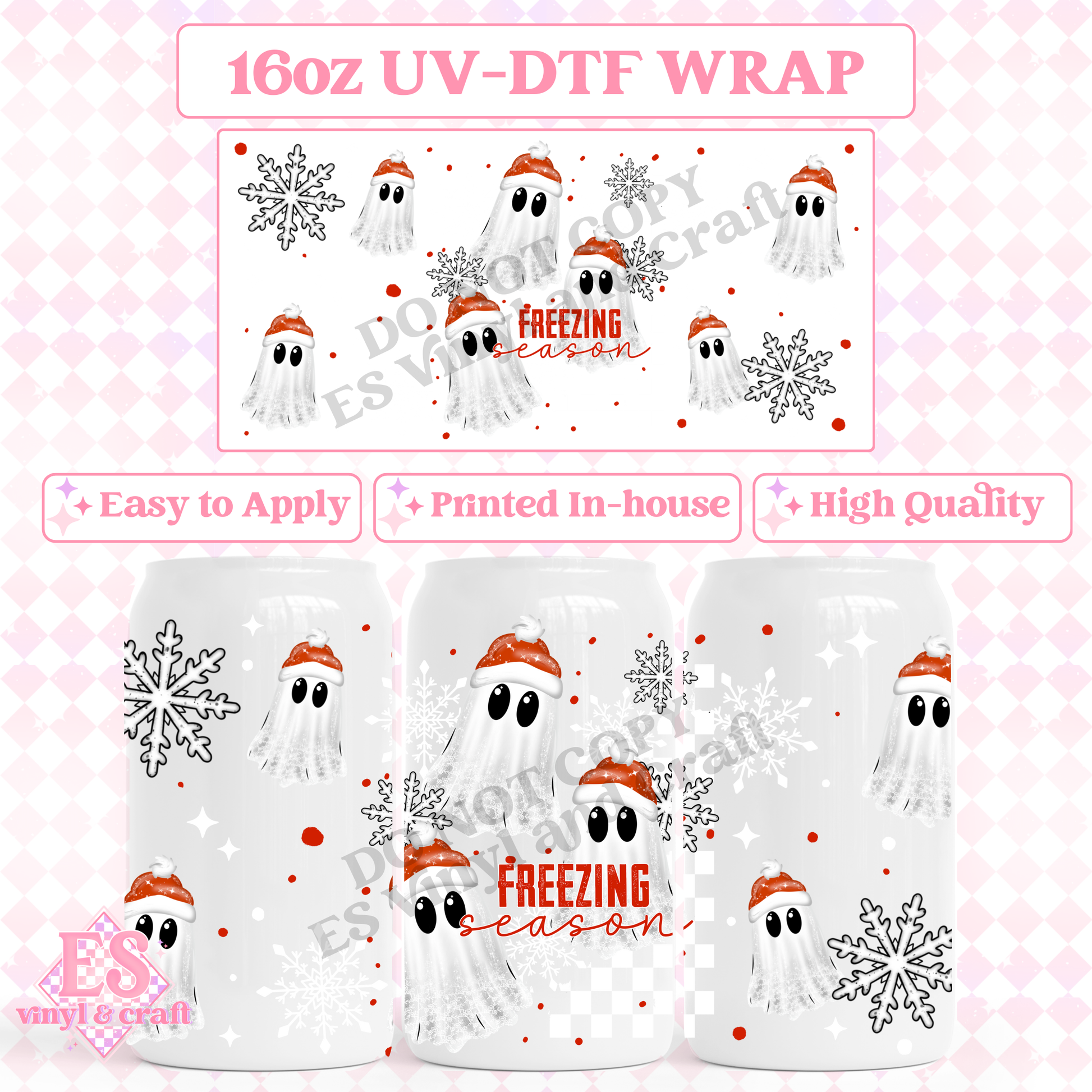 Freezing Ghosts - 16oz Beer Can / Libbey UV-DTF image 0
