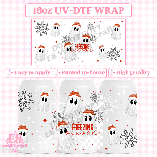 Freezing Ghosts - 16oz Beer Can / Libbey UV-DTF image 0